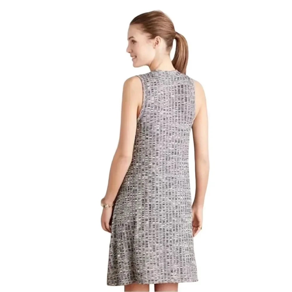 Maeve Anthropologie Emerson Swing Dress Gray Space Dye Knit Pockets Mock Neck S - Picture 14 of 14